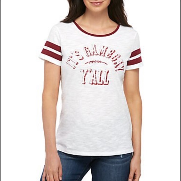 crown & ivy Tops - Crown & Ivy Short Sleeve Graphic Football Tee